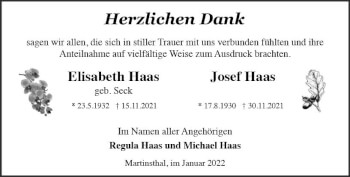 Traueranzeige von Elisabeth Haas von vrm-trauer Wiesbadener Kurier