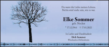 Traueranzeige von Elke Sommer von vrm-trauer Wiesbadener Kurier