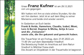 Traueranzeige von Franz Kufner von vrm-trauer Darmstädter Echo