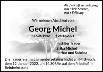 Traueranzeige von Georg Michel von vrm-trauer Darmstädter Echo