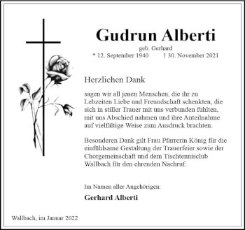 Traueranzeige von Gudrun Alherti von vrm-trauer Idsteiner Zeitung