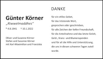 Traueranzeige von Günter Körner von vrm-trauer Darmstädter Echo