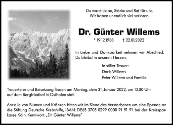 Traueranzeige von Günter Willems von vrm-trauer Wormser Zeitung