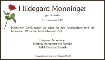 Traueranzeige von Hildegard Monninger von vrm-trauer Wiesbadener Kurier