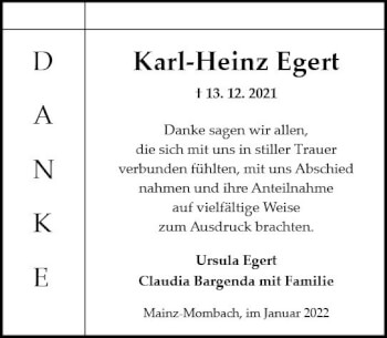 Traueranzeige von Karl-Heinz Egert von vrm-trauer AZ Mainz