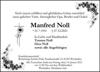 Traueranzeige von Manfred Noll von vrm-trauer Wiesbadener Kurier