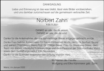 Traueranzeige von Norbert Zahn von vrm-trauer AZ Mainz