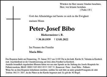 Traueranzeige von Peter-Josef Bibo von vrm-trauer Rheingau