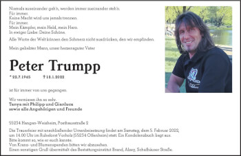 Traueranzeige von Peter Trumpp von vrm-trauer Allgemeine Zeitung Alzey