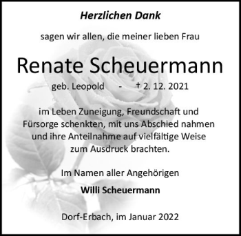 Traueranzeige von Renate Scheuermann von vrm-trauer Odenwälder Echo