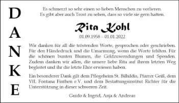 Traueranzeige von Rita Kohl von vrm-trauer AZ Mainz