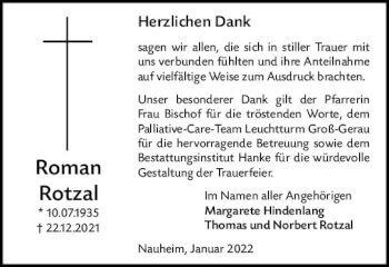 Traueranzeige von Roman Rotzal von vrm-trauer Groß-Gerauer Echo