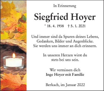Traueranzeige von Siegfried Hoyer von vrm-trauer Groß-Gerauer Echo