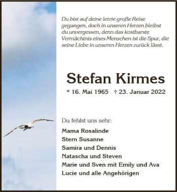 Traueranzeige von Stefan Kirmes von vrm-trauer Wiesbadener Kurier