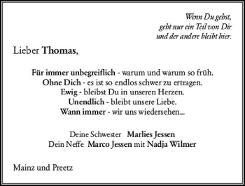 Traueranzeige von Thomas  von vrm-trauer AZ Mainz