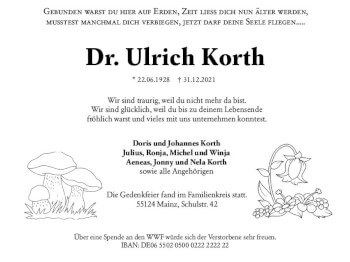 Traueranzeige von Ulrich Korth von vrm-trauer Allg. Zeitung Bad Kreuznach