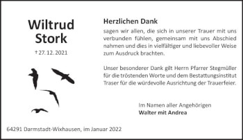 Traueranzeige von Wiltrud Stork von vrm-trauer Darmstädter Echo