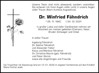 Traueranzeige von Winfried Fähndrich von vrm-trauer AZ Mainz