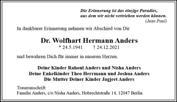 Traueranzeige von Wolfhart Hermann Anders von vrm-trauer Wiesbadener Kurier
