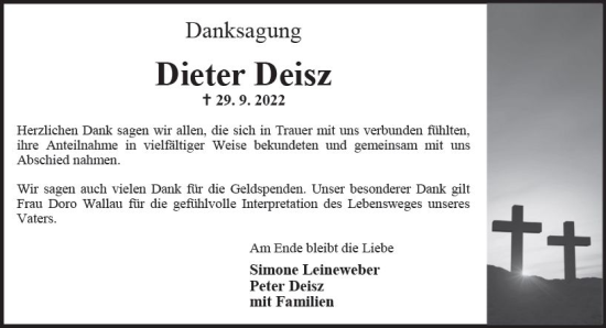 Traueranzeige von Dieter Deisz von vrm-trauer AZ Mainz