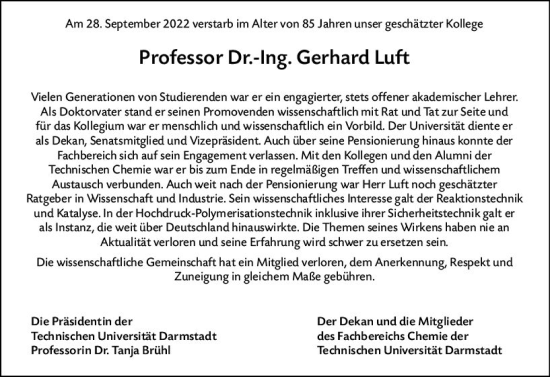 Traueranzeige von Gerhard Luft von vrm-trauer Darmstädter Echo