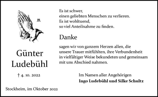 Traueranzeige von Günter Ludebühl von vrm-trauer Odenwälder Echo
