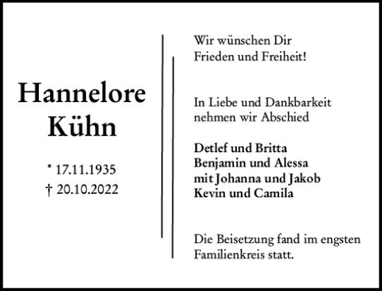 Traueranzeige von Hannelore Kühn von vrm-trauer Darmstädter Echo