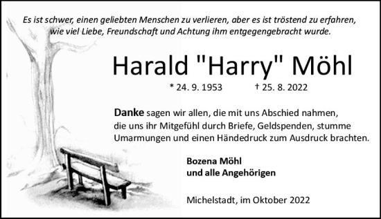 Traueranzeige von Harald Möhl von vrm-trauer Odenwälder Echo