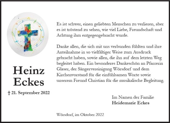 Traueranzeige von Heidemarie Eckes von vrm-trauer Idsteiner Zeitung