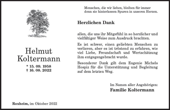 Traueranzeige von Helmut Koltermann von vrm-trauer Allg. Zeitung Bad Kreuznach