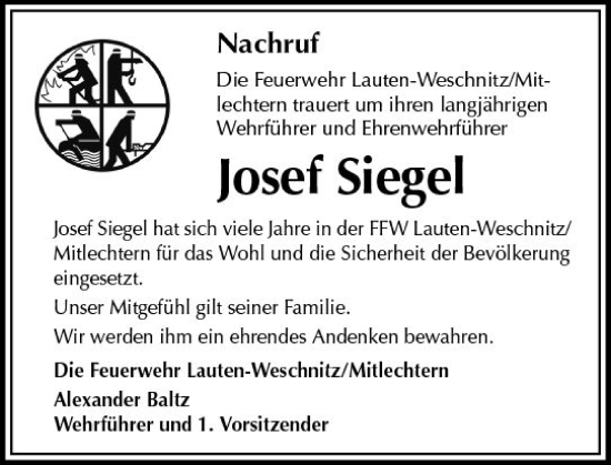Traueranzeige von Josef Siegel von vrm-trauer Bürstädter/Lamperth. Ztg/Starkenburger