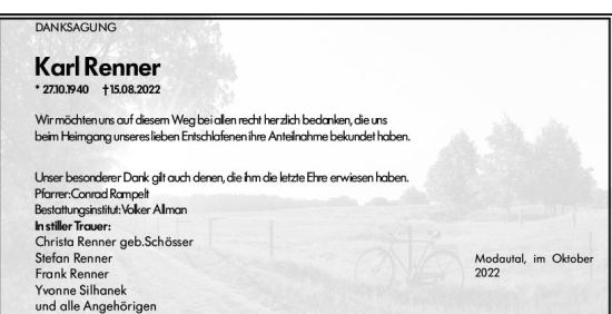 Traueranzeige von Karl Renner von vrm-trauer Darmstädter Echo