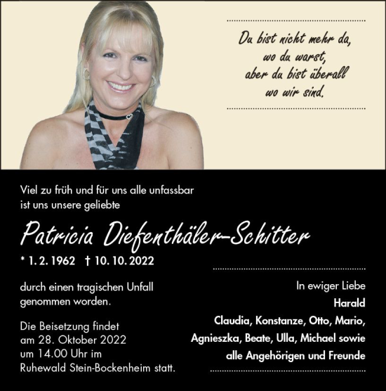 Traueranzeige von Patricia Diefenthäler-Schitter von vrm-trauer Allg. Zeitung Bad Kreuznach