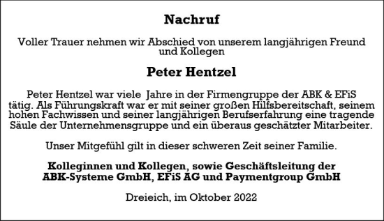Traueranzeige von Peter Hentzel von vrm-trauer Groß-Gerauer Echo