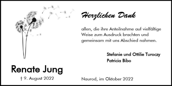 Traueranzeige von Renate Jung von vrm-trauer Wiesbadener Kurier