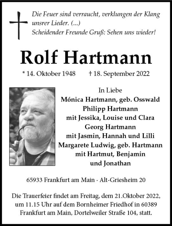 Traueranzeige von Rolf Hartmann von vrm-trauer Darmstädter Echo