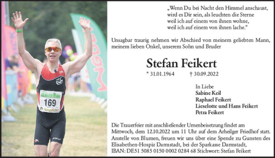 Traueranzeige von Stefan Feikert von vrm-trauer Darmstädter Echo