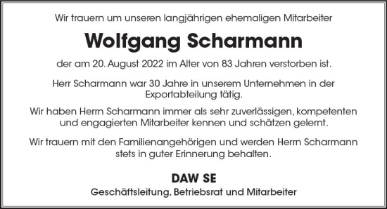 Traueranzeige von Wolfgang Scharmann von vrm-trauer Groß-Gerauer Echo