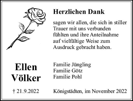 Traueranzeige von Ellen Völker von vrm-trauer Rüsselsheimer Echo / MainSpitze