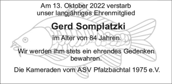 Traueranzeige von Gerd Somplatzki von vrm-trauer Bürstädter/Lamperth. Ztg/Starkenburger