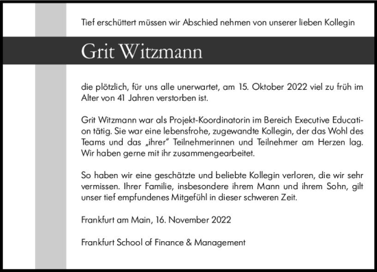 Traueranzeige von Grit Witzmann von vrm-trauer Groß-Gerauer Echo
