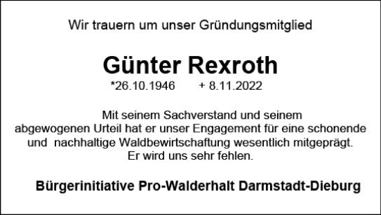 Traueranzeige von Günter Rexroth von vrm-trauer Darmstädter Echo