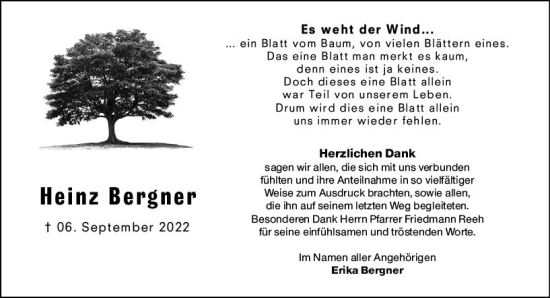 Traueranzeige von Heinz Bergner von vrm-trauer Odenwälder Echo