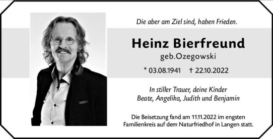 Traueranzeige von Heinz Bierfreund von vrm-trauer Darmstädter Echo