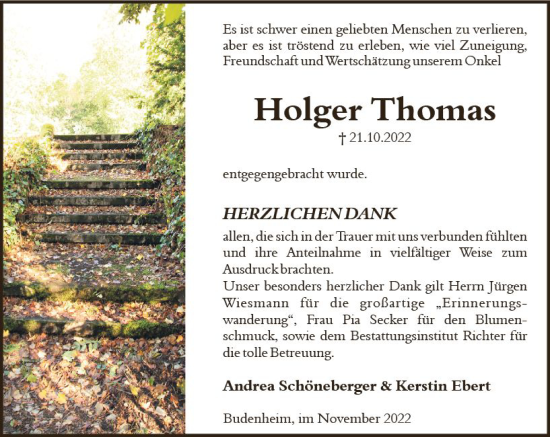 Traueranzeige von Holger Thomas von vrm-trauer AZ Mainz