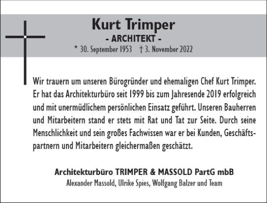 Traueranzeige von Kurt Trimper von vrm-trauer Wiesbadener Kurier