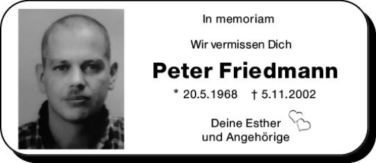 Traueranzeige von Peter Friedmann von vrm-trauer AZ Mainz