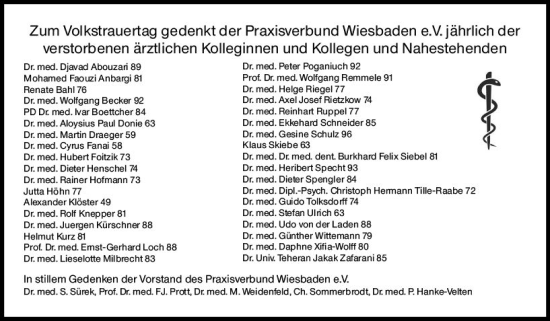 Traueranzeige von Totentafel vom 12.11.2022 von vrm-trauer Wiesbadener Kurier
