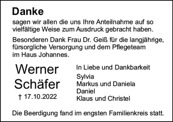 Traueranzeige von Werner Schäfer von vrm-trauer Bürstädter/Lamperth. Ztg/Starkenburger