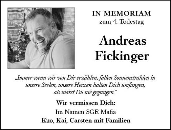 Traueranzeige von Andreas Fickinger von vrm-trauer Groß-Gerauer Echo